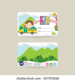 Front And Back VIP Kids Member Card Template Vector Illustration