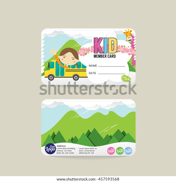 Front And Back VIP Kids Member Card Template\
Vector Illustration