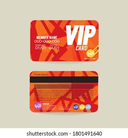 Front And Back VIP Member Card Template Vector Illustration