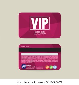 Front And Back VIP Member Card Template Vector Illustration