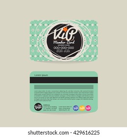 Front And Back VIP Member Card Template Vector Illustration