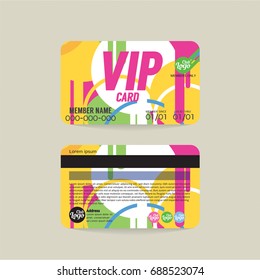Front And Back VIP Member Card Template Vector Illustration