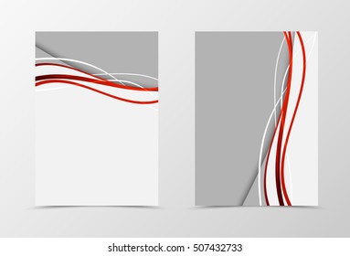 Diseño de plantilla de volante ondulado delantero y trasero. Plantilla abstracta con líneas blancas y rojas sobre fondo gris en estilo minimalista. Ilustración del vector