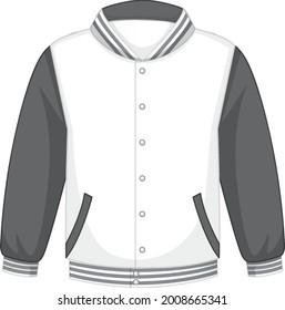Front of basic white grey bomber jacket isolated illustration