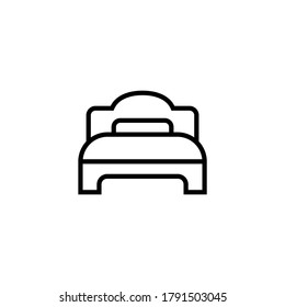 Front Bed icon  in black line style icon, style isolated on white background