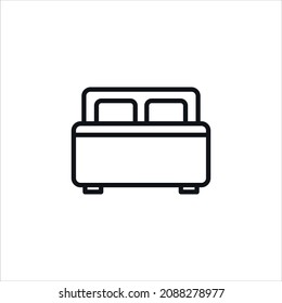 Front bed simple line vector icon.