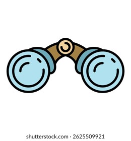 Front binoculars icon. Outline front binoculars vector icon color flat isolated