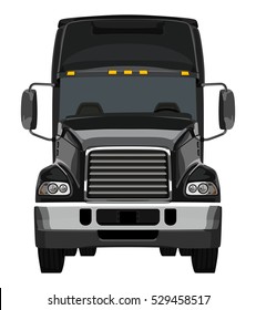 Front Black Truck On White Background