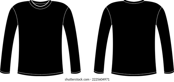 front and black view of black long-sleeved t-shirt