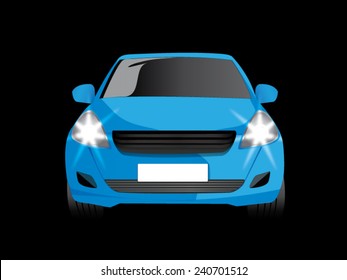 front blue car. Vector illustration