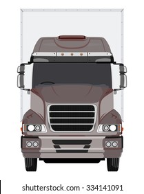 Front brown truck on white background