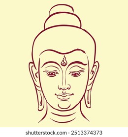 Frente do buda vetor para cartão, decoração, ilustração
