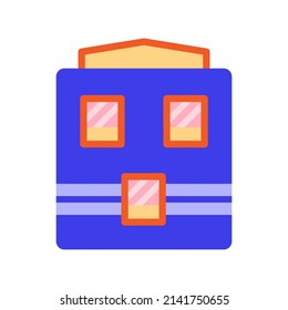 Front building flat icon. Apartment house object