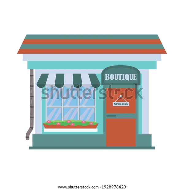 Front building of the store. Vector
illustration flat cartoon style, shop facade
landscape.