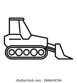 Icono del bulldozer delantero. Icono del vector del bulldozer frontal de contorno para diseño web aislado en fondo blanco