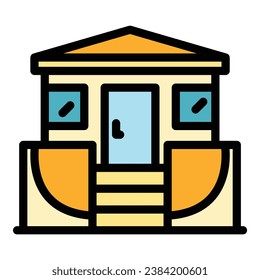 Front bungalow icon outline vector. Summer vacation. Sea villa color flat