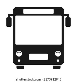 Front Bus icon. Public transport symbol. Automobile  Front view. Vector illustration isolated on white. 