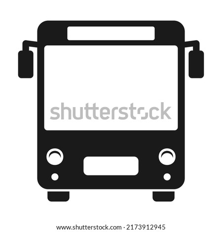 Front Bus icon. Public transport symbol. Automobile  Front view. Vector illustration isolated on white. 