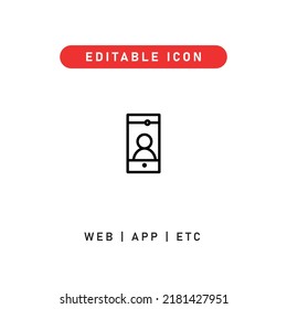 front camera editable stroke icon, outline icon for web, app, presentation, etc 
