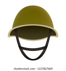 Front of camo helmet mockup. Realistic illustration of front of camo helmet vector mockup for web design isolated on white background