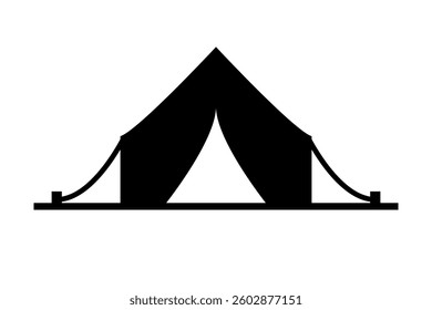 Front of camping tent silhouette. Vector.