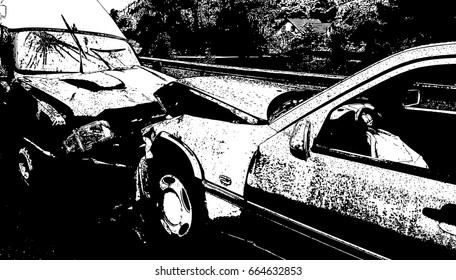 Front car accident vector illustration