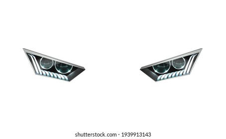 Front car headlights realistic icon isolated vector illustration