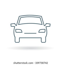 Front of car icon. Vehicle sign. Automobile parking symbol. Thin line icon on white background. Vector illustration.