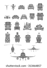 Front of the car and other vehicles. Isolated