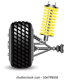 Front car suspension, frontal view. Vector Illustration