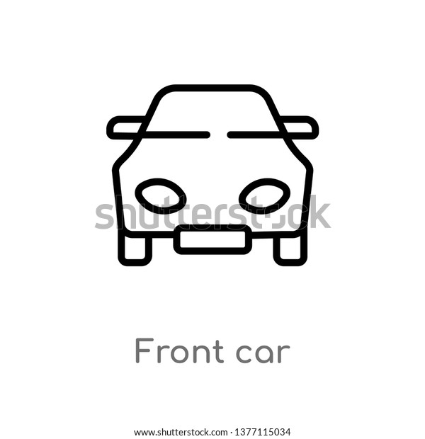front car vector line icon. Simple element\
illustration. front car outline icon from transport concept. Can be\
used for web and mobile