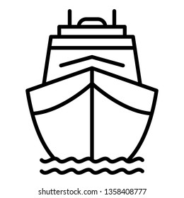 Front cargo ship icon. Outline front cargo ship vector icon for web design isolated on white background