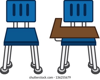 Front of classroom chairs, with and without desk