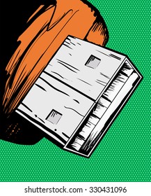 Front close up illustration of USB memory stick