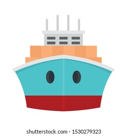 Front container ship icon. Flat illustration of front container ship vector icon for web design svg