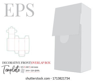 Front cover box, vector. Template with die cut / laser cut layers. White, clear, blank decorative front cover box mock up isolated on white background with perspective view. Packaging design