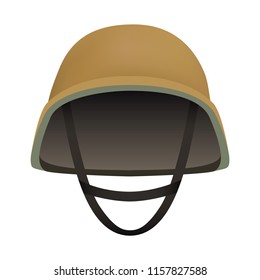 Front of desert helmet mockup. Realistic illustration of front of desert helmet vector mockup for web design isolated on white background