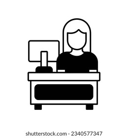 Front desk Glyph Vector Icon that can easily edit or modify

