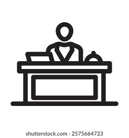 Front desk icon. Editable line icon. Vector illustration