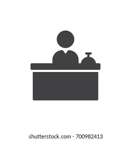 Front Desk Icon Vector, Filled Flat Sign, Solid Pictogram Isolated On White. Reception Symbol, Logo Illustration. Pixel Perfect Vector Graphics