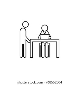 Front Desk line icon. Team work element. Premium quality graphic design. Signs, outline symbols collection, simple thin line icon for websites, web design, mobile app icon on white background
