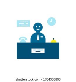 Front desk or Reception flat element,Vector and Illustration.