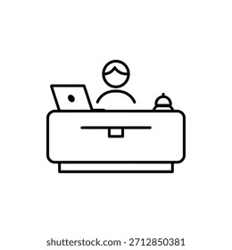 Recepción con ícono de recepcionista Representación del Servicio al cliente en un hotel o negocio