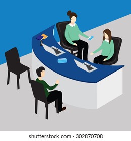 Front desk. Vector graphics