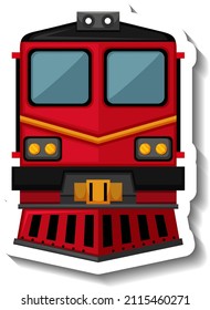 Front of diesel locomotive in cartoon style illustration
