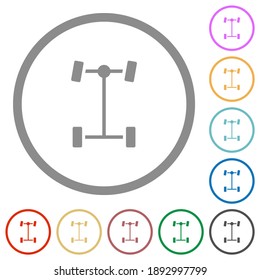 Front-Differenzialflache Symbole in runden Umrissen auf weißem Hintergrund