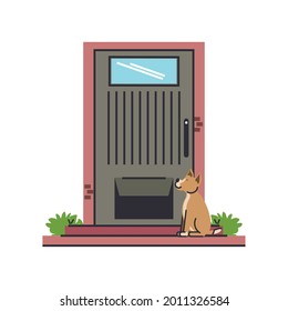 Front Door And Dog And Plants