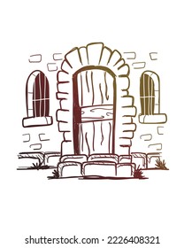 front door hand drawn vector  illustration