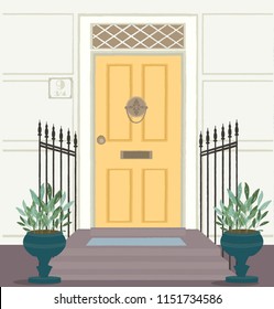 Front Door House Exterior Entrance. Editable vector illustration