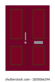 Vordertür. Einzeln auf weißem Hintergrund. Flaches Design. Vektorgrafik.